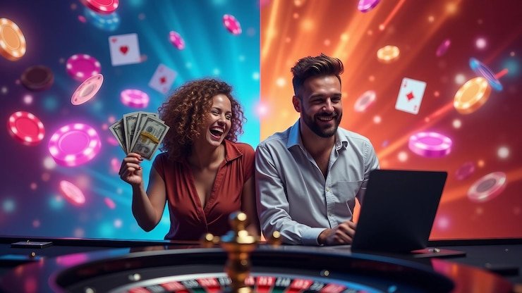Live-dealer blackjack studio with multiple camera angles